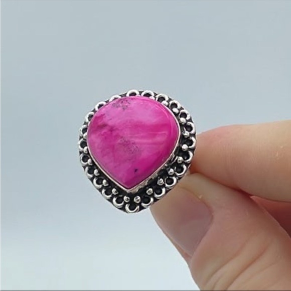 Pink Dendrite 925 Silver Ring - Picture 4 of 5